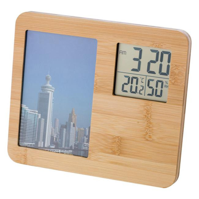 Promotional Bamboo weather station, photo frame - GP50039