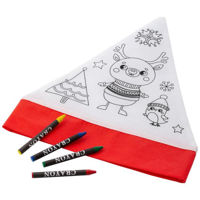 Promotional Colouring set, Christmas hat, crayons - GP50066