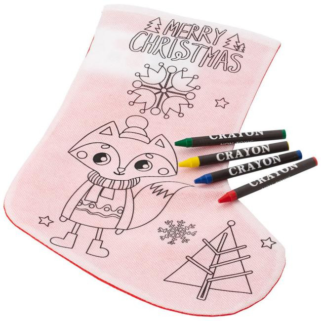 Promotional Christmas stocking for colouring, crayons - GP50067