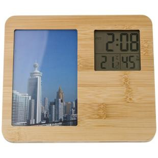 Promotional Bamboo weather station, photo frame - GP50039