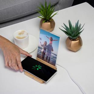Promotional Bamboo wireless charger photo frame
