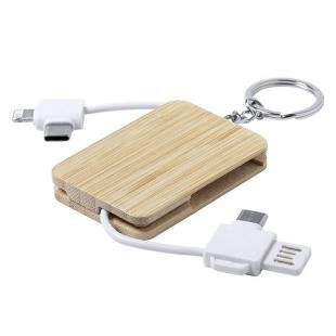 Promotional Charging cable, bamboo keyring - GP50182