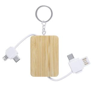 Promotional Charging cable, bamboo keyring - GP50182