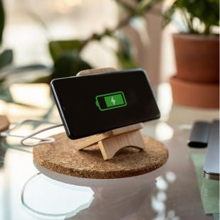 Promotional Foldable bamboo wireless charger 10W B'RIGHT, phone stand | Barbra - GP50189