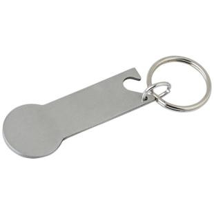 Promotional Keyring with shopping cart coin, bottle opener - GP50290