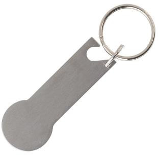 Promotional Keyring with shopping cart coin, bottle opener - GP50290
