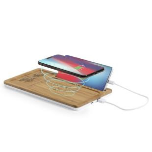 Promotional Bamboo wireless charger 5W, desk organizer