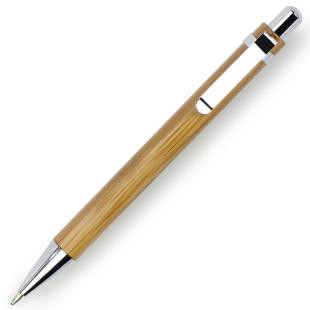 Promotional Silver trim bamboo ballpen - GP51336