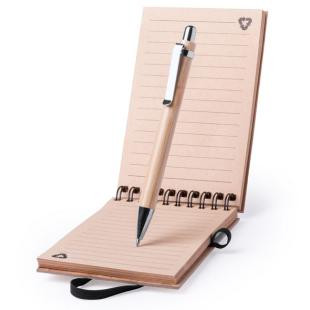 Promotional Bamboo A6 notebook with ballpen