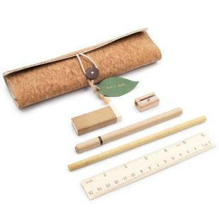 Promotional School set in cork pouch, pencil case - GP57248