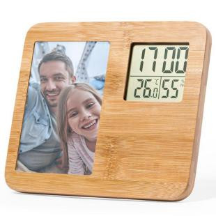 Promotional Bamboo photo frame weather station - GP58224